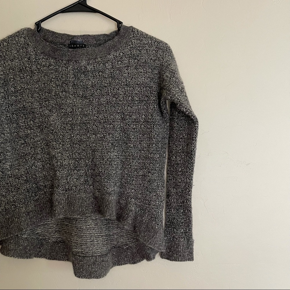 Theory Gray Wool Blend Crop Sweater